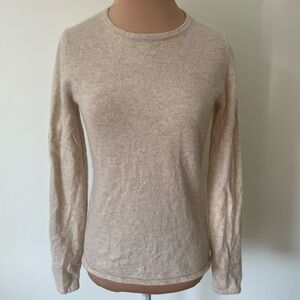 Evelyn Grace Beige 100% Cashmere Knit Long Sleeve Crew Neck Sweater EUC Size M